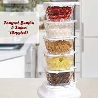 Tempat Bumbu Dapur Cristal Rak 5 Susun Putar Tiap Susun Ada Tutupnya