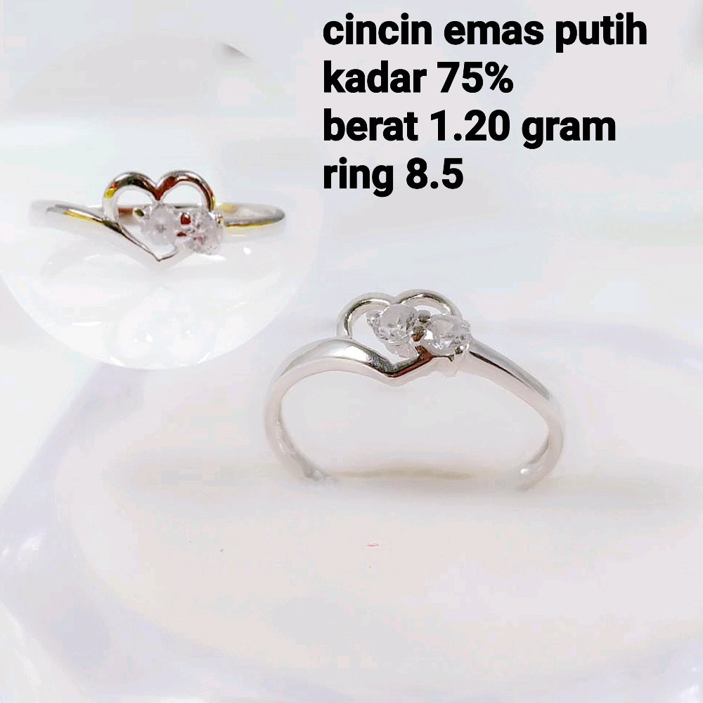 Unik  cincin emas putih kadar 75 persen 1 20 gram  Diskon