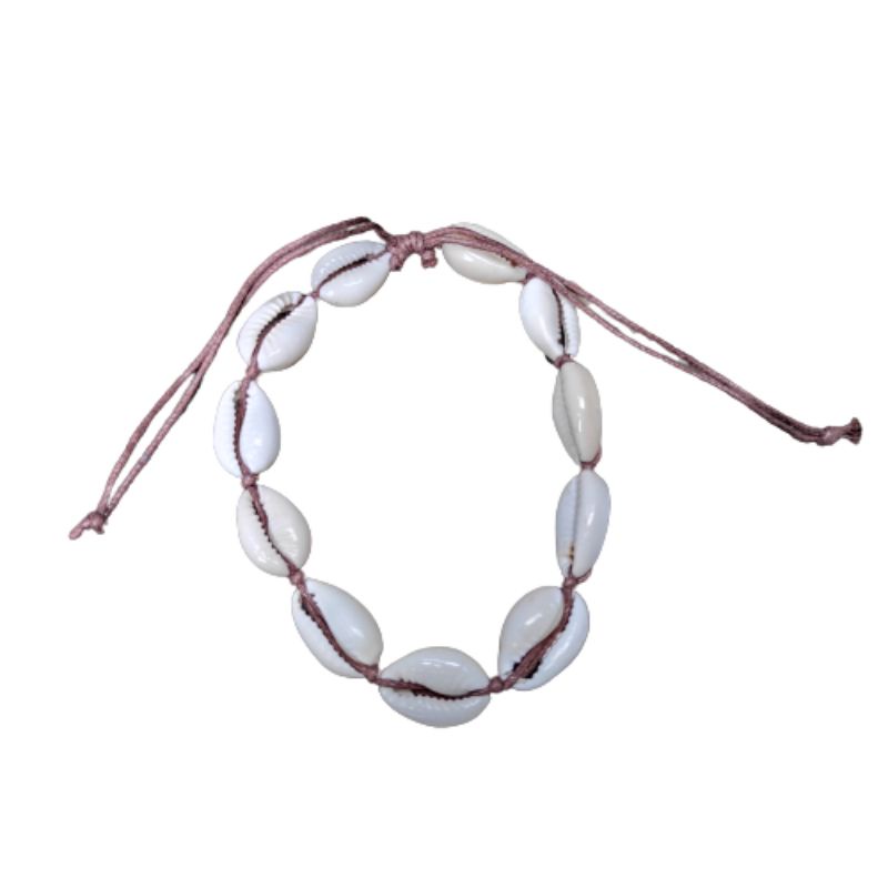 GELANG KERANG/GELANG KERANG LAUT/KERAJINAN KERANG/GELANG UNIK/SUPPLIER GELANG/SEASHELL BRACELET/CLAM-Coklat