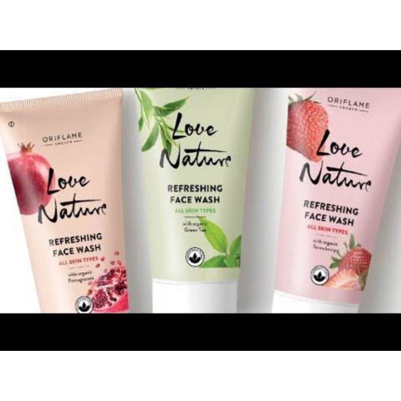 LOVE NATURE REFRESHING FACE WASH WITH ORGANIC POMEGRANATE / WITH ORGANIC STRAWBERRY / WITH ORGANIC TEA TREE / SHOWER PUFF PREMIUM / SHOWER PUF / SPONS BADAN / SPONGE MANDI