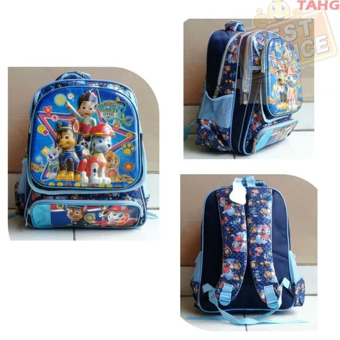 Tas Anak Ransel SD Paw Patrol 6D Timbul 3 Kantung Import