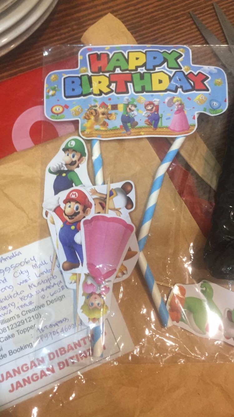 Hiasan Kue Cake Topper Birthday C1 Super Mario Bros Isi 7