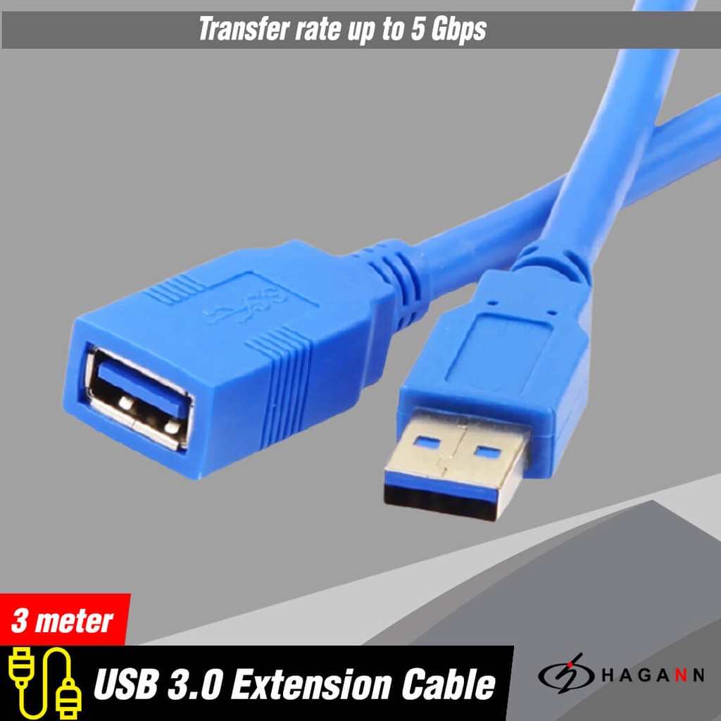 Kabel USB 3.0 Male to Female Extension Sambungan Perpanjangan 3M Cable 3 Meter Extention