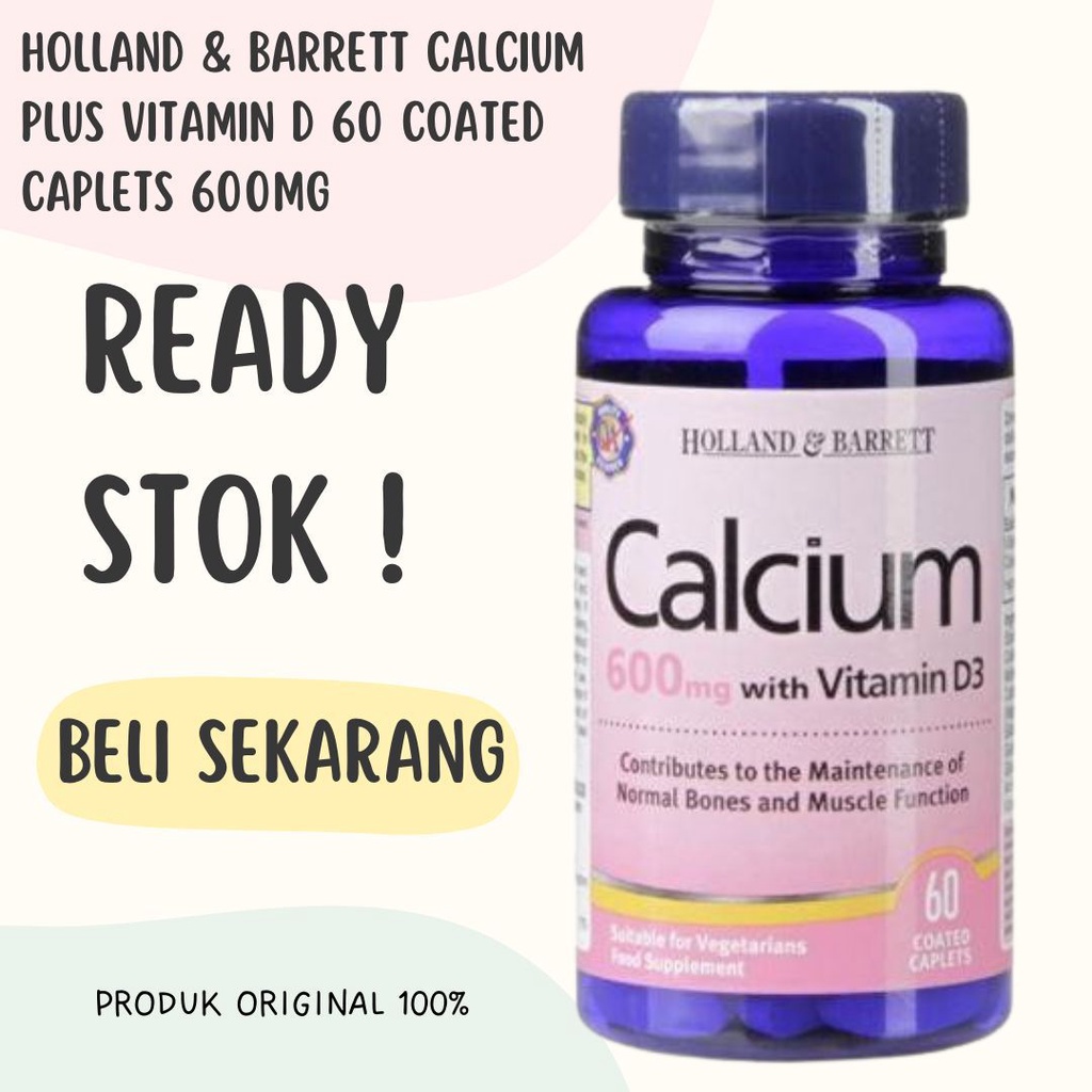 Holland & Barrett Calcium plus Vitamin D 60 Coated Caplets 600mg