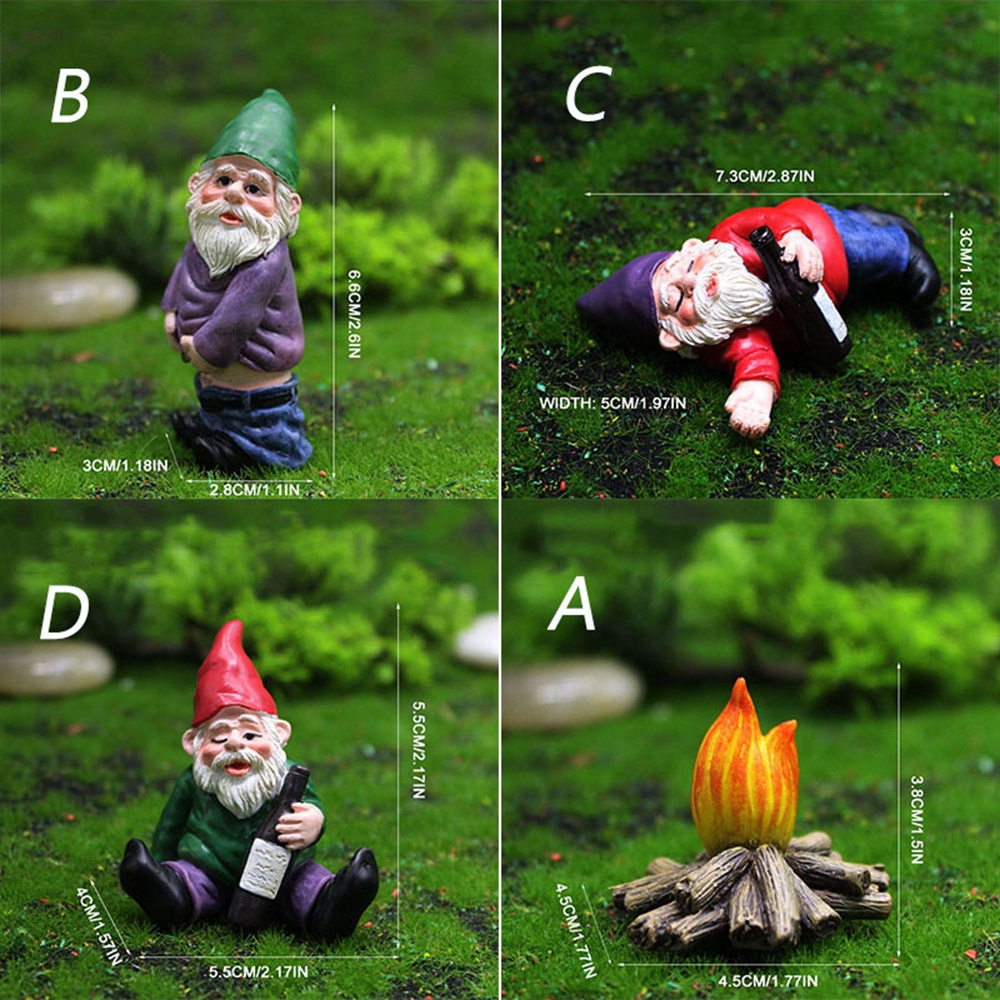 ELEGANT Resin Dwarf Miniatures Miniature Garden Flower Pot Accessories Micro Landscape Decoration 1/4 pcs Moss Outdoor Handicraft Fairy Elf Bonsai Ornaments