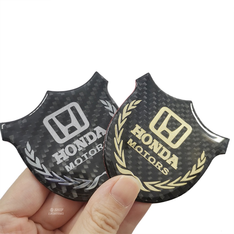 1pc Stiker Emblem Logo HONDA Bahan Karbon Fiber Untuk Dekorasi Jendela Samping Mobil