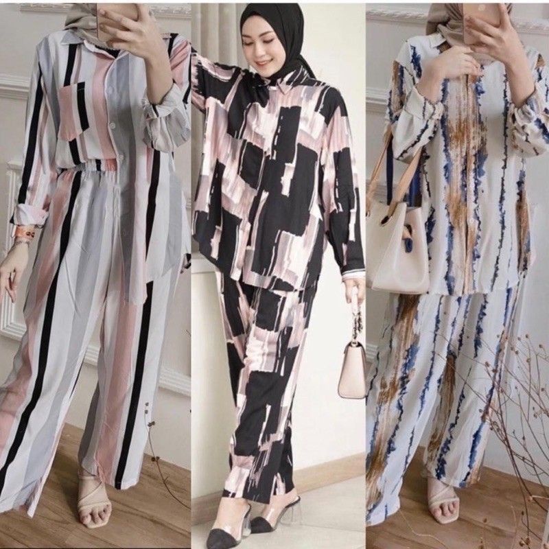 SETELAN WANITA TRIBAL SALUR SET RAYON WANITA TERBARU KEKINIAN ENBESTORE DIAMORE GROSIR ASLI