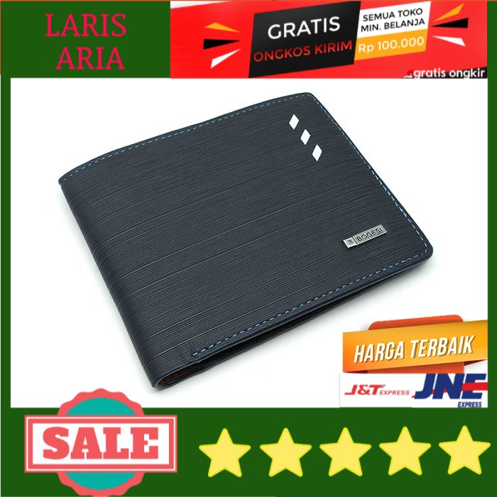 DOMPET LIPAT KULIT PRIA HITAM SLIM ELEGAN STYLISH ASLI MURAH DOMPET COWOK / LAKI-LAKI HORIZONTAL ORI