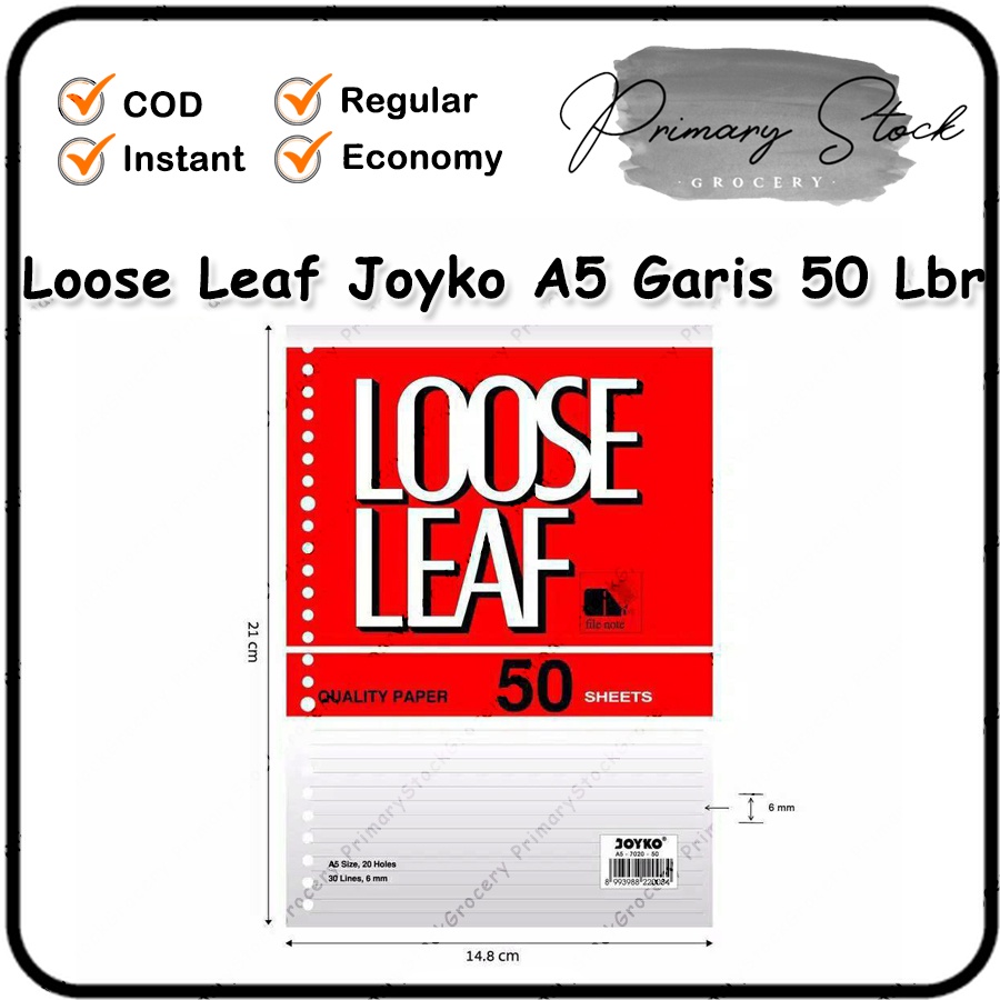 

Kertas Binder A5 20 Ring 50 Lembar Joyko Loose Leaf A5 Garis