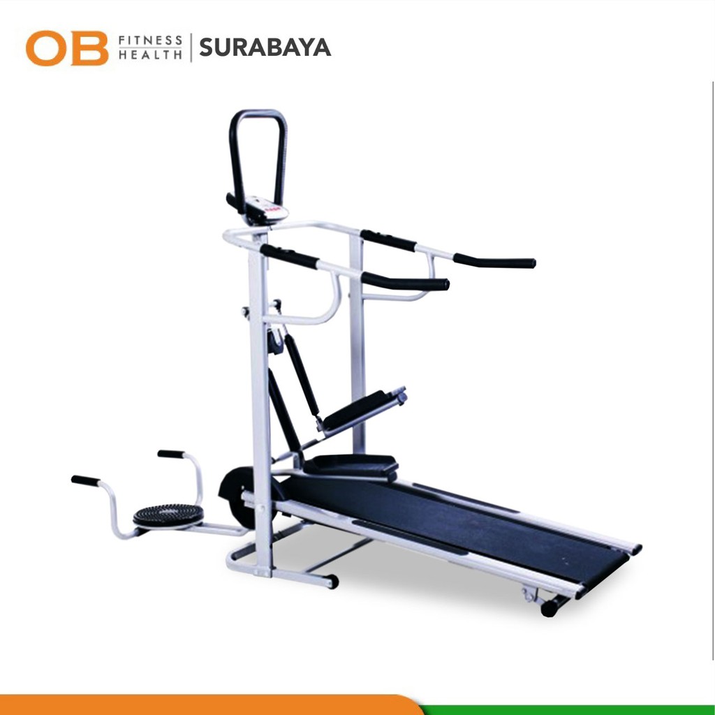 Manual Treadmill Multifungsi OB-2014 Dilengkapi Stepper, Twister, Rope & Push Up