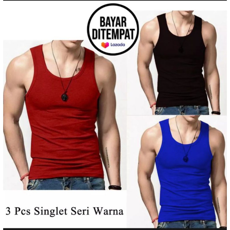 kaos dalam pria isi 3pcs model singlet