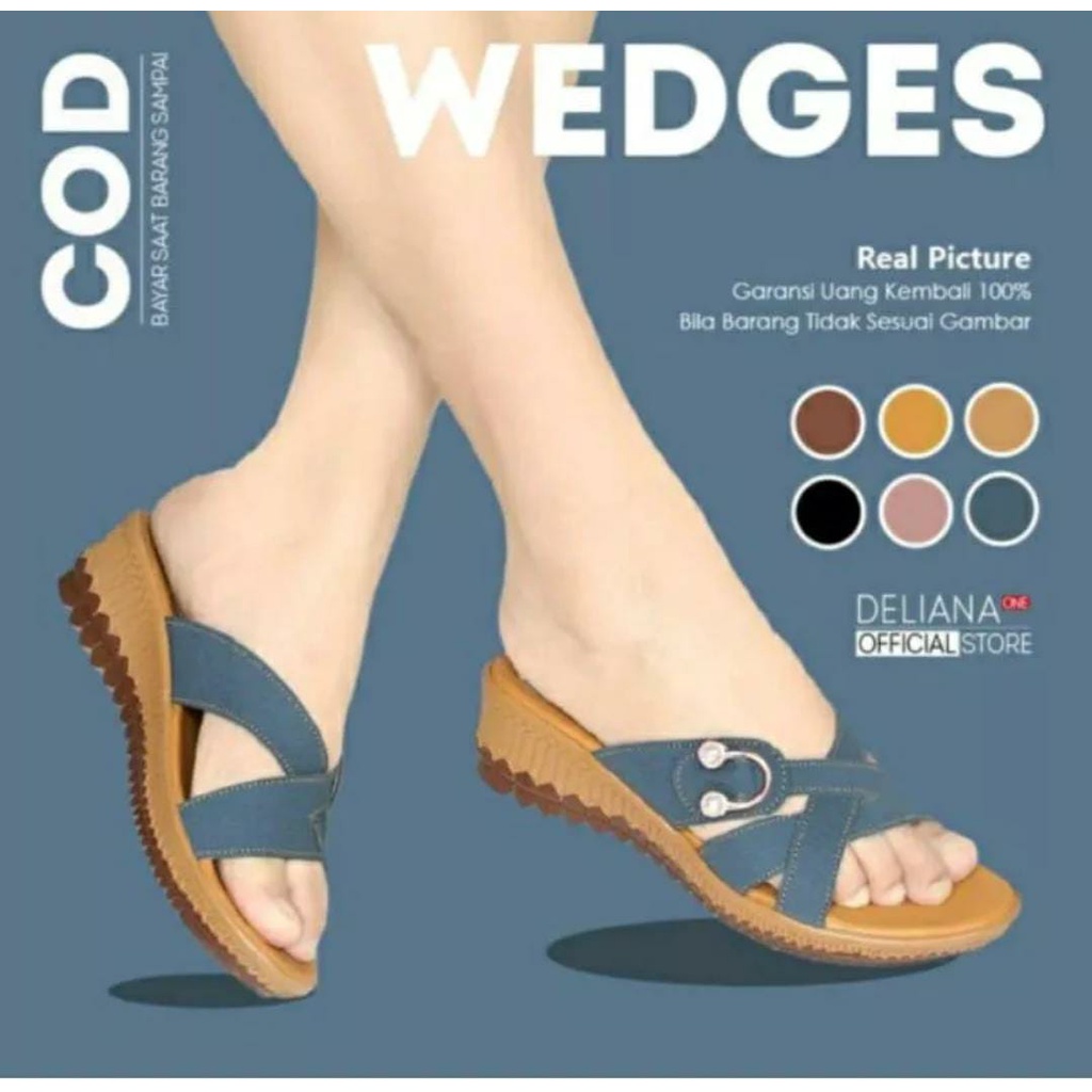 Invincible Wedges Wanita Kickers Terbaru (Sandal Wanita Ban 3)