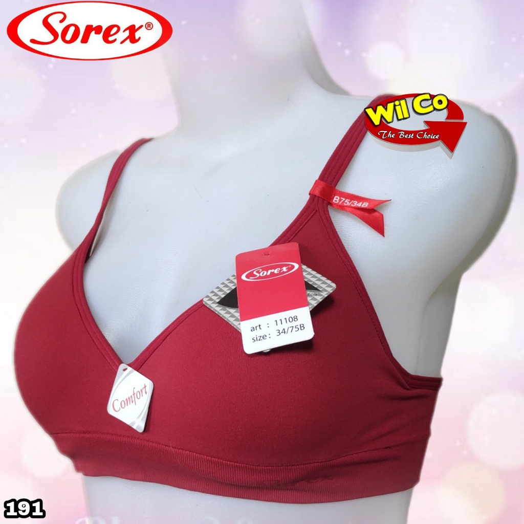 K191 - BRA/BH WANITA SOREX BUSA TIPIS TIGA PENGAIT ADA KAWAT SIZE 34-40 CUP B HARGA PER 1 PCS