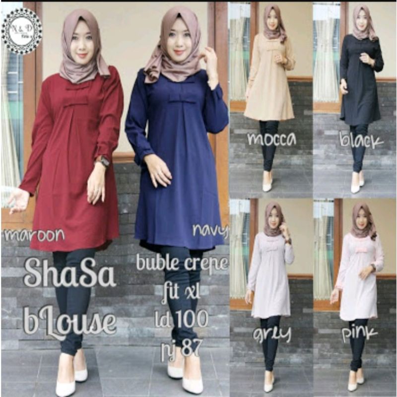 Shasa long blouse fashion muslim remaja wanita