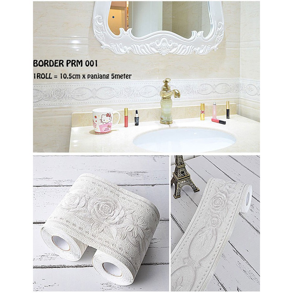 [VIP] DEKORASI DINDING WALLPAPER BORDER PREMIUM PRM 001 MOTIF BUNGA PUTIH WALLSTICKER WALSTIKER WALL