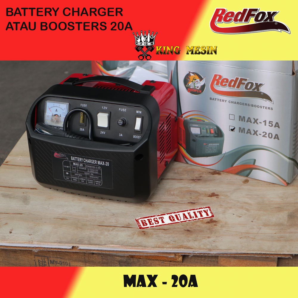 Cas Aki Motor Mobil Smart Battery Charger Max 20A Redfox