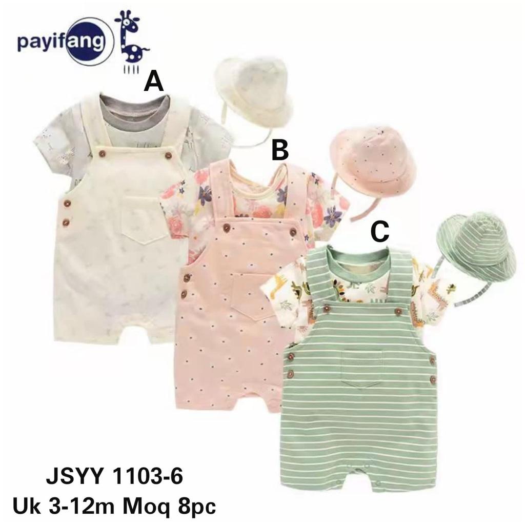 FASHION BAYI OVERALL SET TOPI / BAJU STELAN ANAK/ BAJU ANAK IMPORT