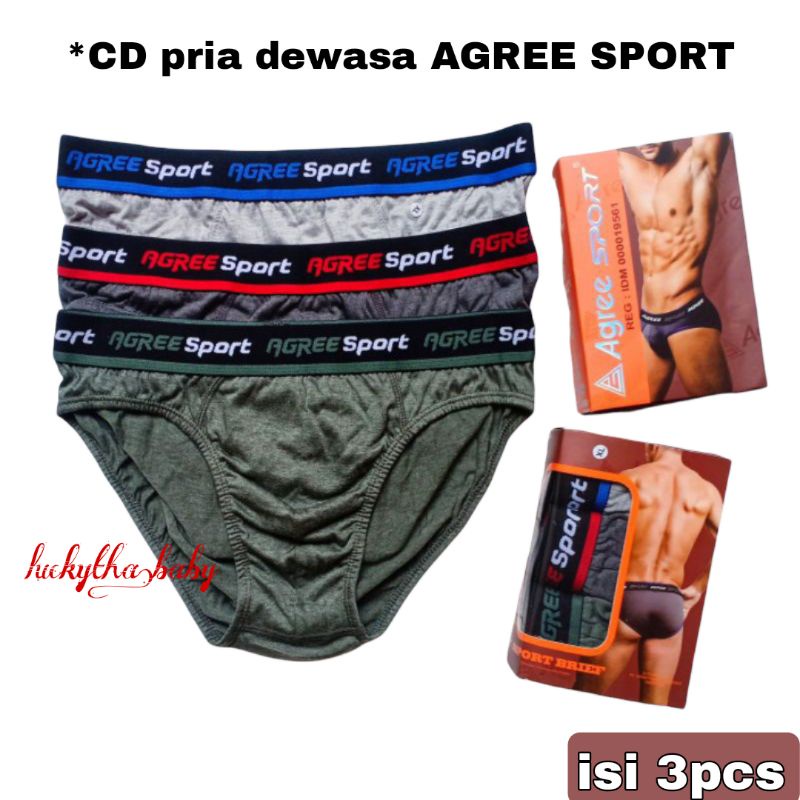 3pc_CD pria AGREE  2311 &amp; 8886 CELANA DALAM PRIA DEWASA M.L.XL.XXL / CELANA DALAM PRIA AGREE SPORT