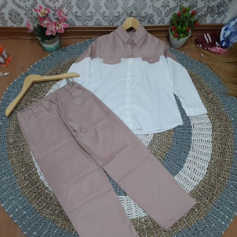 SISY ONE SET || SETELAN TUNIK WANITA || ONE SET DAILY SET BAJU WANITA ATASAN WANITA CELANA WANITA-Coksu