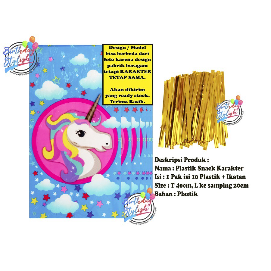 

Plastik Karakter Unicorn Sedang/ Plastik Snek Ultah Pegasus/ Plastik Unicorn Sedang Biru Isi 10 Pcs