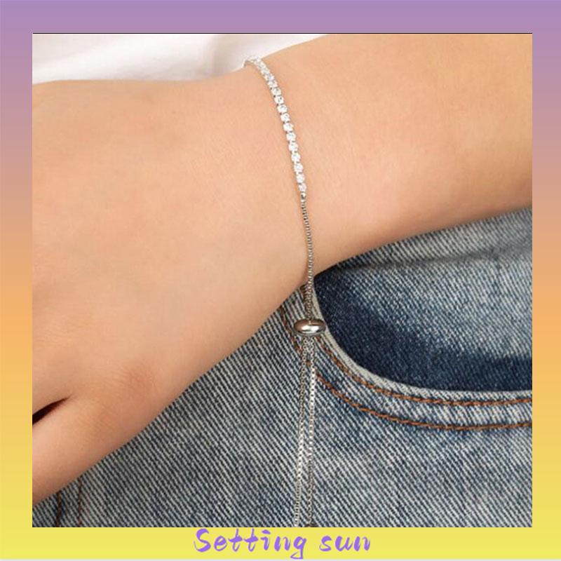 Gelang  Serut Titanium Rantai Adjustable Bracelet Perhiasan Wanita TN