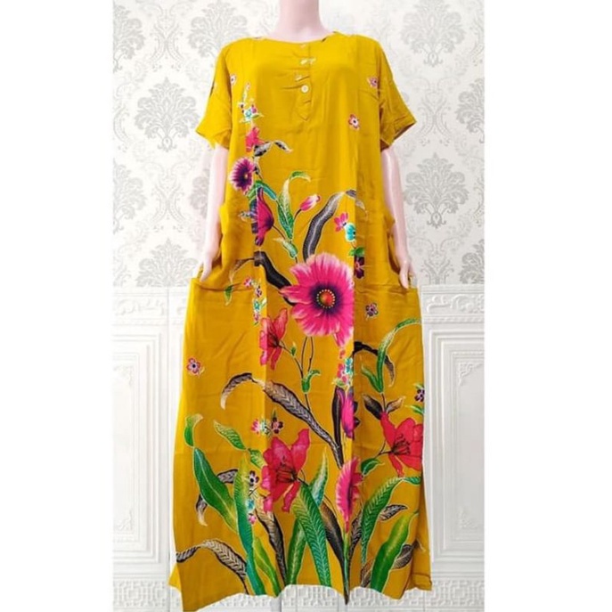 Daster Longdress Kencana Ungu Label biru Model 08 Ukuran Besar LD 120 Badan gemuk/Busui dan friendly