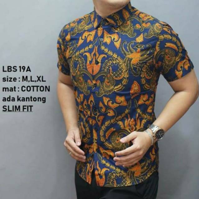 LBS 19a kemeja batik slimfit pria