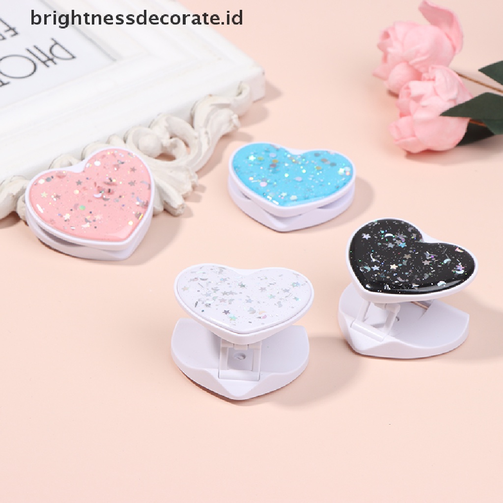 (Birth) Stand Holder / Dudukan Ponsel Universal Desain Hati + Glitter Dapat Dilipat