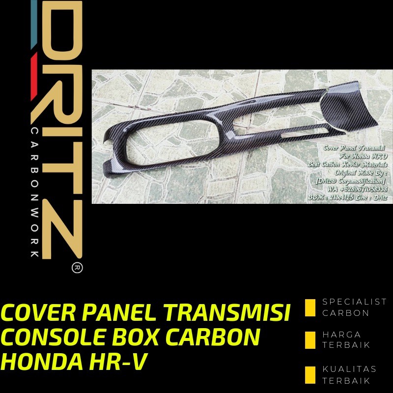 Cover Panel TRANSMISI CONSOLE BOX Carbon Mobil HONDA HRV Aksesoris Modifikasi Karbon Interior