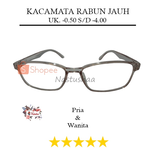 Kacamata Minus Ukuran -0.50 s/d -4.00 Model Persegi Panjang Warna Caramel Rabun Jauh Untuk Pria Wanita FREECASE