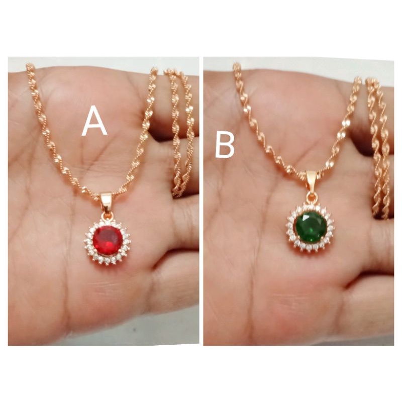 NKnAmk01.Kalung xuping wanita lapis emas dgn mata zircon model melintir