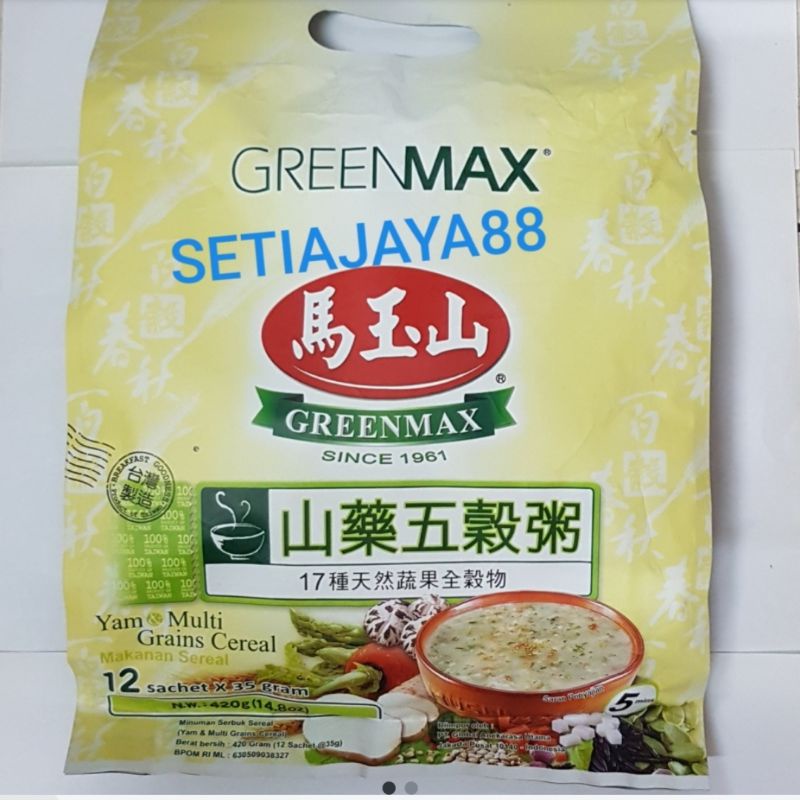 

GREENMAX YAM MULTI GRAINS CEREAL/MINUMAN SERBUK SEREAL 420 GRAM