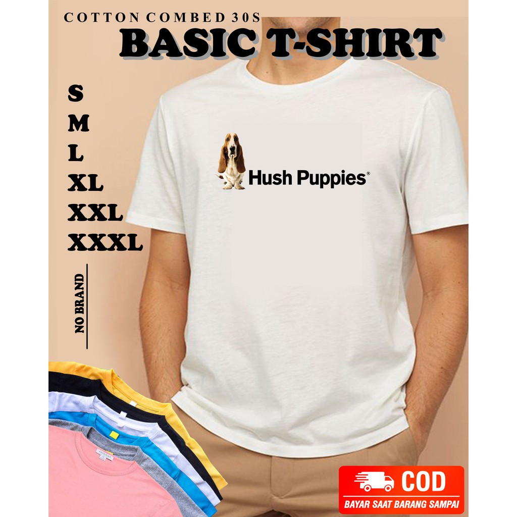Baju Hush Puppies Premium Original Combed 30s - Kaos Pakaian Atasan Pria Dan Wanita Unisex
