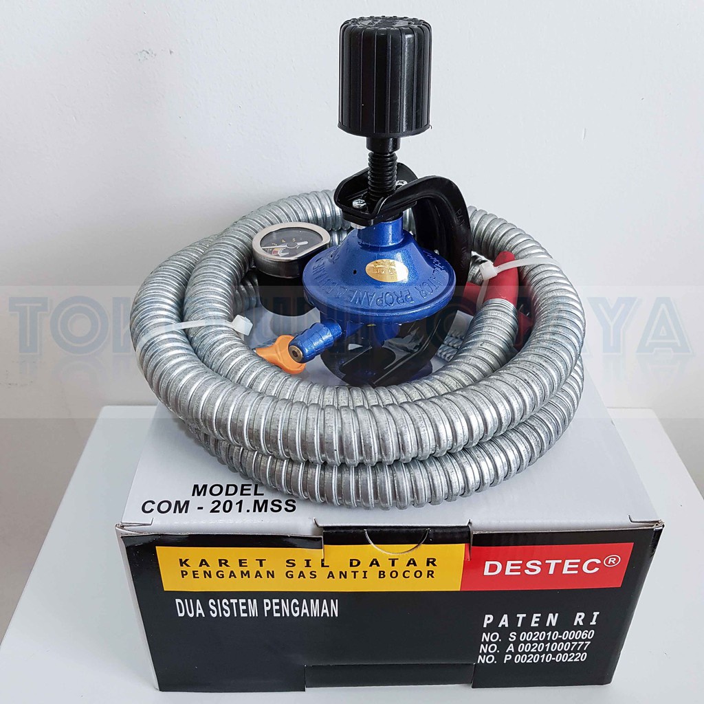 Regulator Kompor Gas LPG DESTEC COM 201M Meter + Selang 1.8 Meter