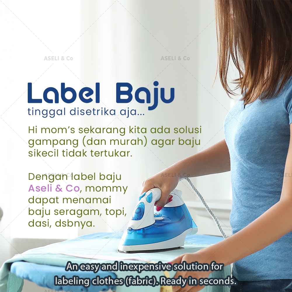 

ASELINCO Stiker label nama untuk baju seragam dan kerja tahan air