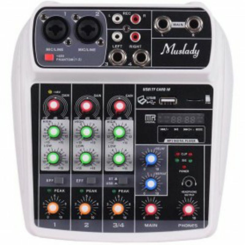Mixer Audio Muslady Professional Compact Mixing Console Mixer 4 Channel Phantom Power 48V - AI-4