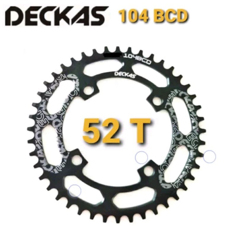 Chainring 52T BCD 104 MM Narrowide Alloy 7075 CNC - Chainring 52 T round narrow wide. DECKAS sepeda mtb seli folding bike 104mm