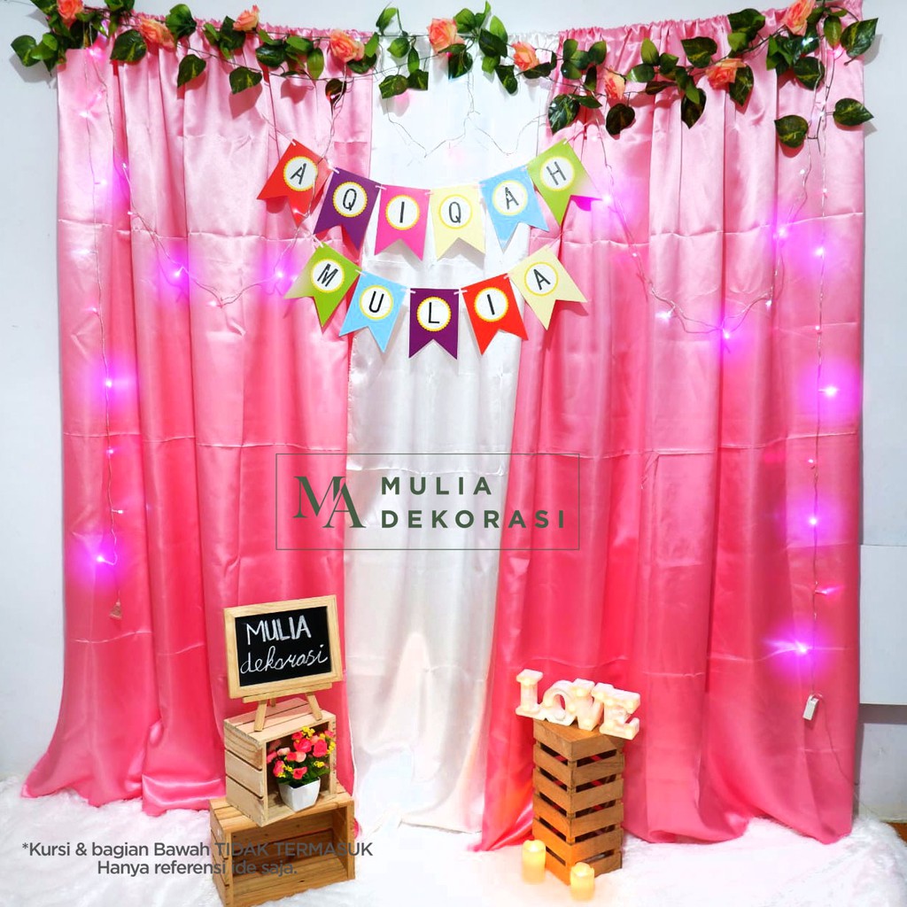 Dekorasi Aqiqah Khitan Backdrop Lamaran Nikahan Premium PhotoBooth DIY Akad Nikah Paket Satin Pink