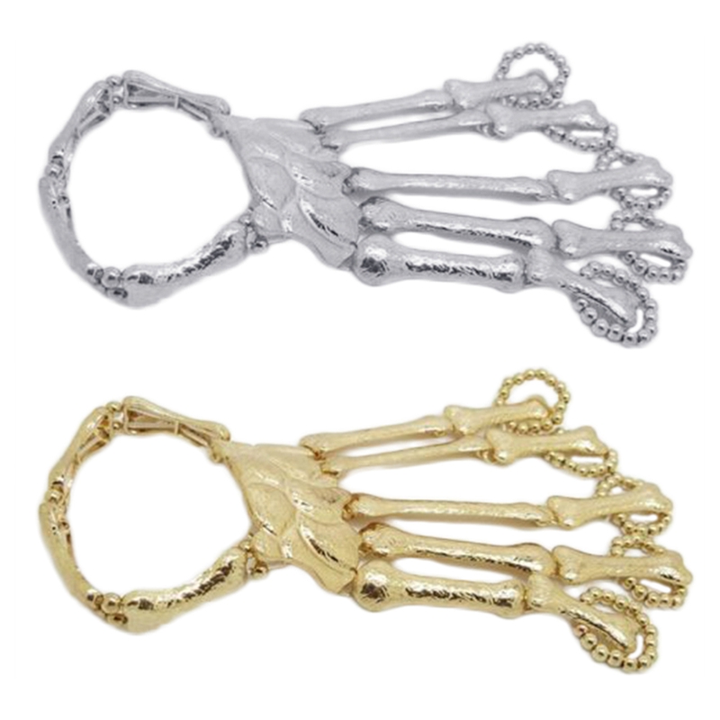 Exaggerated Bracelet Hand Chain Creative Metal Skeleton Finger For Halloween Party