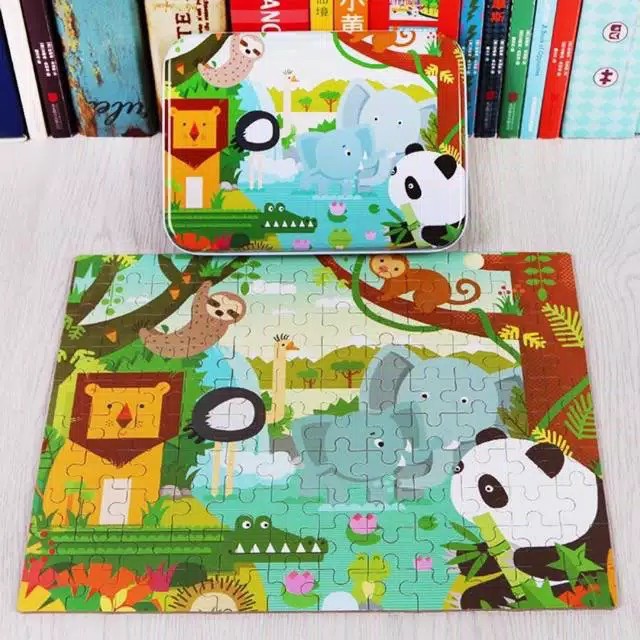 Mainan Edukasi Jigsaw Puzzle Tin Box 120pcs