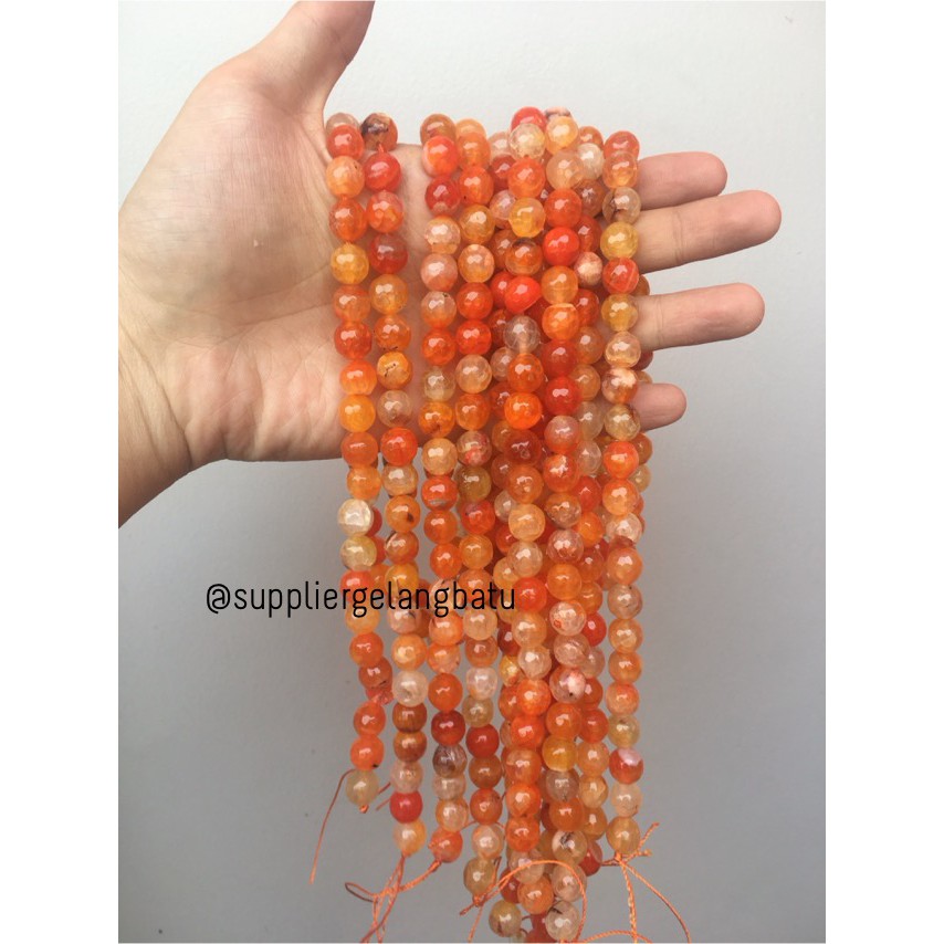 Batu Carnelian serat orange 10mm CUTTING natural oren bahan alam craft aksesoris fashionita supplier