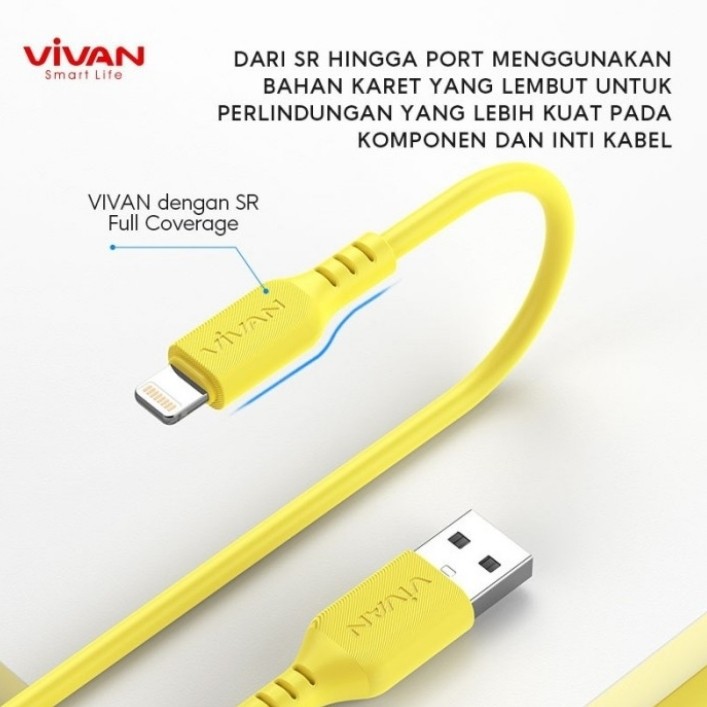 kabel data iPhone Vivan VSL100 Quick Charge KUNING-MERAH