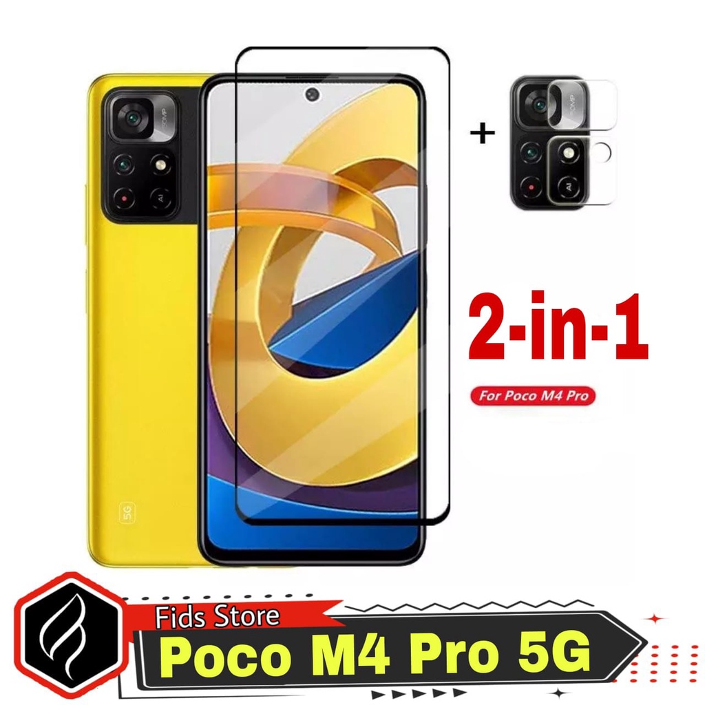 Paket 2 in 1 Anti Gores Layar Xiaomi Poco M4 Pro 5G Tempered Glass Free Tempered Camera For Poco M4 Pro