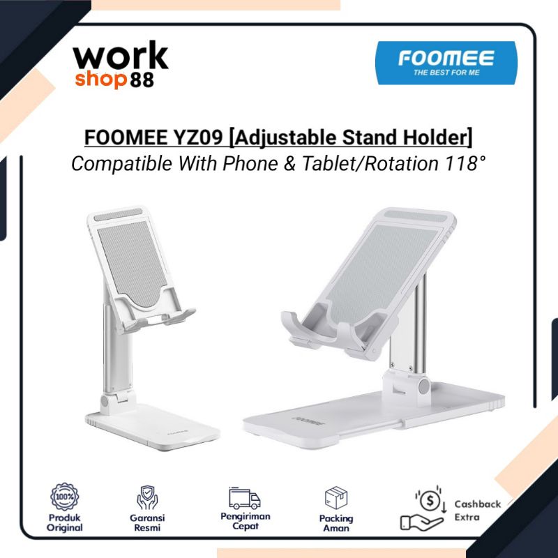 Baru FOOMEE YZ09 Adjustable Stand Holder Handphone Tablet Ipad - New Original Garansi Resmi - alas p