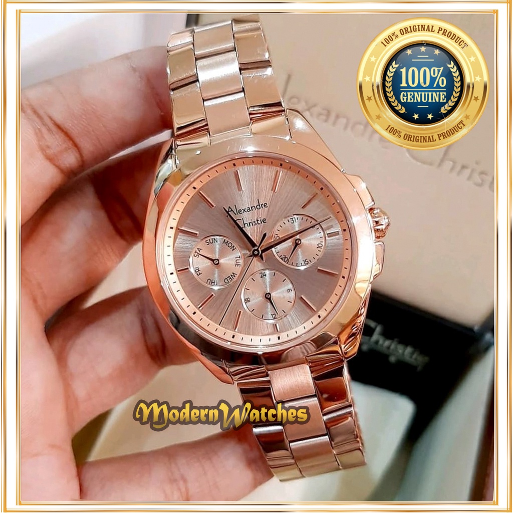 Jam Tangan Alexandre Christie Wanita Terbaru Ori AC 2977 Full Rosegold Black Blue Biru Mewah