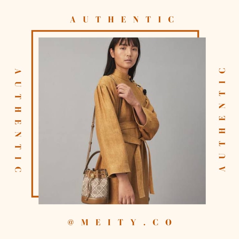 TB T Monogram Jacquard Mini Bucket Bag