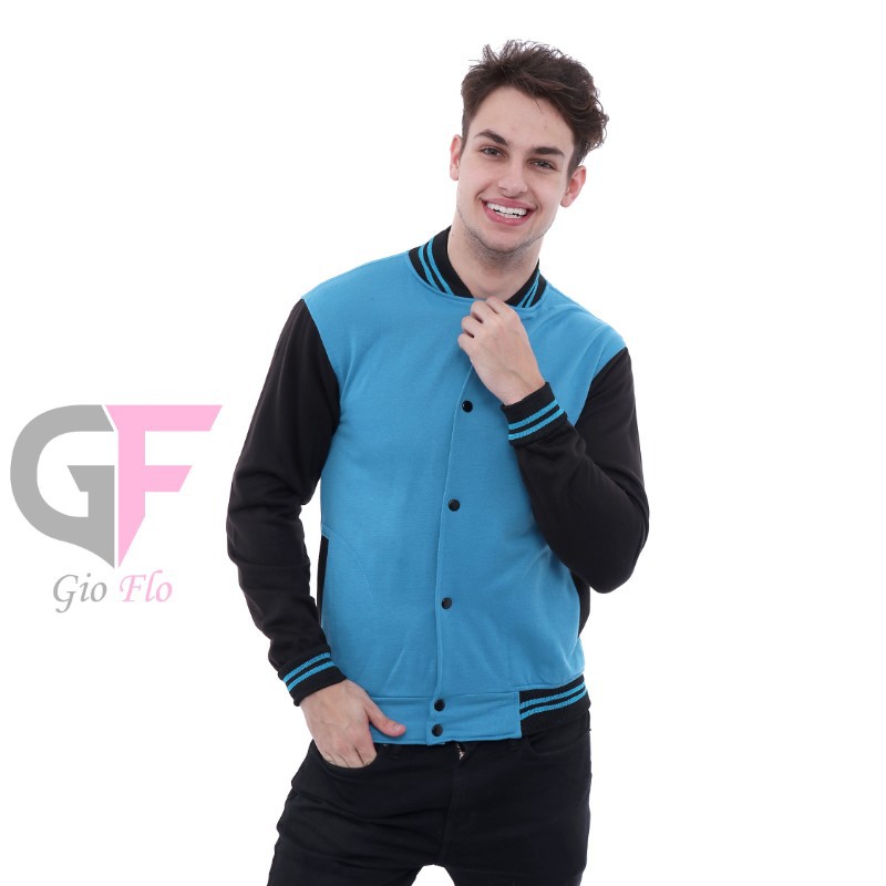 GIOFLO Jaket Kekinian Baseball Keren Biru / JAK 2163