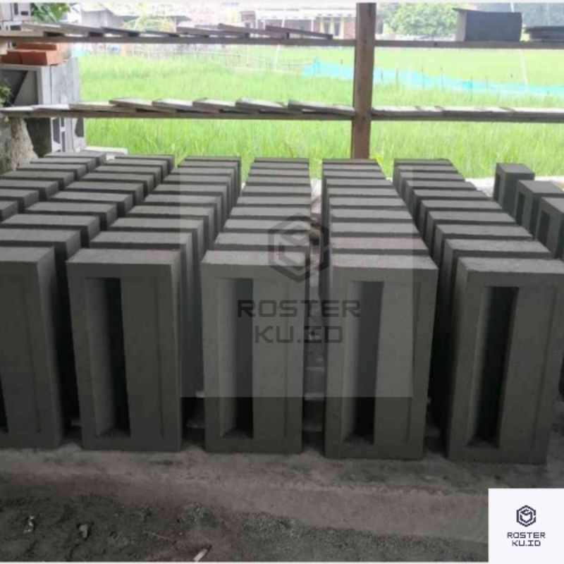 Roster beton minimalis jalusi abu beton