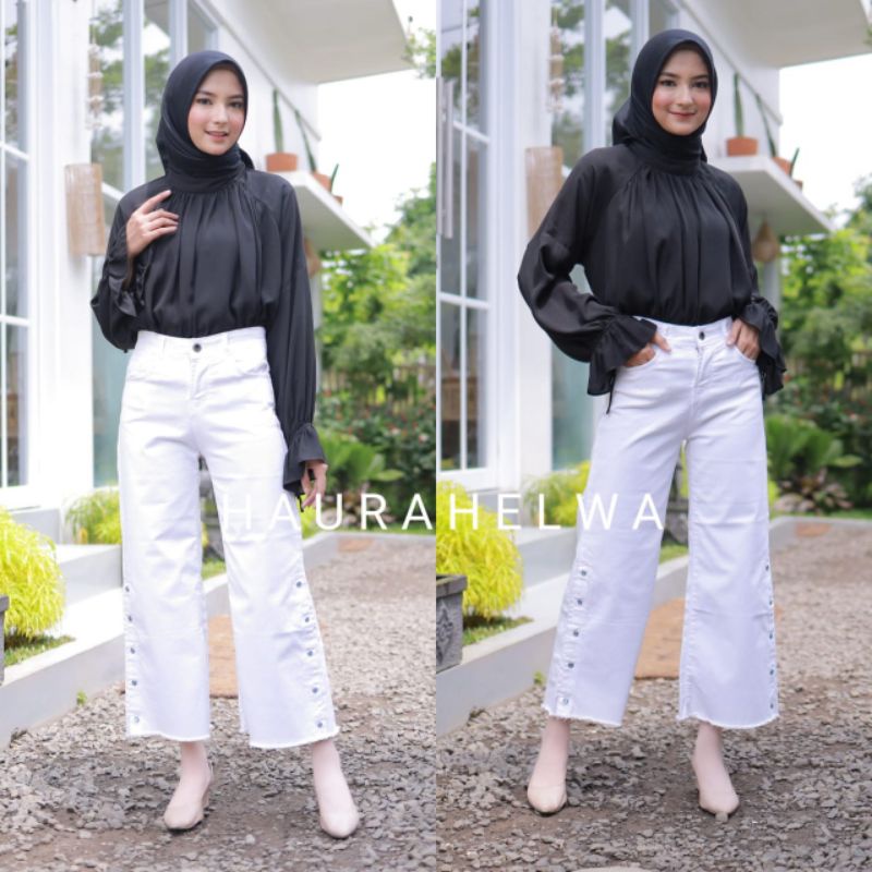 KULOT JEANS PUTIH MERK VJ # 31687 kancing