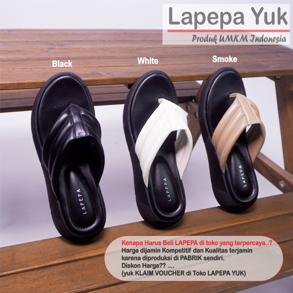 LAPEPA YUK - Sandal Wanita Jepit Wedges ZELDA Sendal Japit Platform Perempuan Empuk  Sandals Cewe Capit Tinggi  Size 36 37 38 39 40 41 Untuk Rumah Santai Premium Promo Selop Wejes Warna Hitam BLACK Kekinian Terbaru Shoes Ori Original Mall Official Store